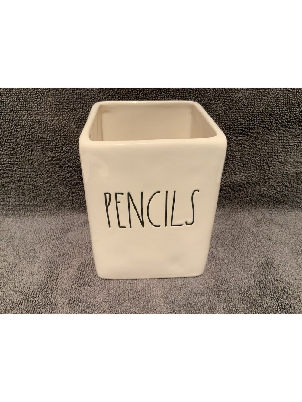 Rae Dunn 3.5” Square 4.5”H Ceramic Pencils Holder